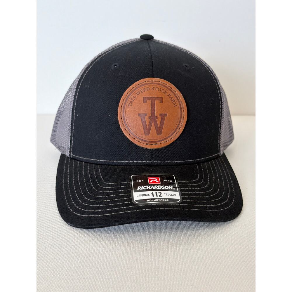 Richardson 112 Original Trucker Hat Cap with Custom Leather Patch Initials ‘TW’